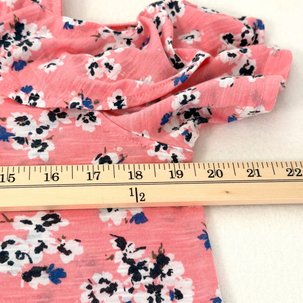 Juicy Couture Pink Floral Cold Shoulder Ruffle Sleeve Top Cottagecore Girly Sz L - Picture 6 of 15